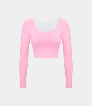 Halara Cloudful® Long Sleeve Adjustable Buckle Cropped Yoga Sports Women's Tops Pink Frosting | WCYZBEM-29