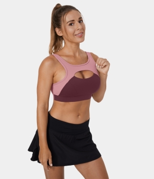 Halara Cloudful® Low Support Round Neck Cut Out Yoga Sports Bra Women's Tops Andorra | XVWFREC-47