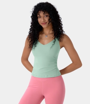 Halara Cloudful® Padded U Neck Plain Tank Women's Tops Aqua Foam | KHZQIRC-16
