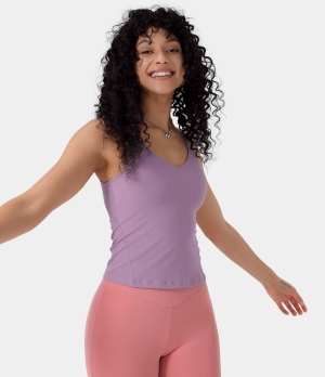 Halara Cloudful® Padded U Neck Plain Tank Women's Tops Paisley Purple | SKPLVRO-59