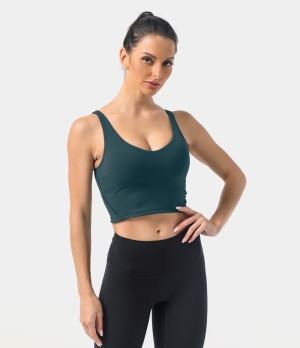 Halara Cloudful® Padded V Neck Cropped Yoga Tank Women's Tops Deep Prussian Blue | MVADFKC-76