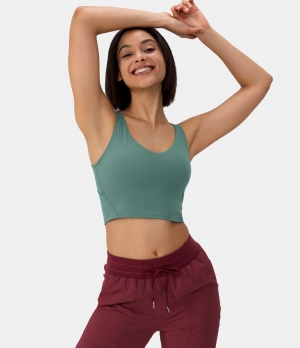 Halara Cloudful® Padded V Neck Cropped Yoga Tank Women's Tops Seafoam | ZFXVQIM-18