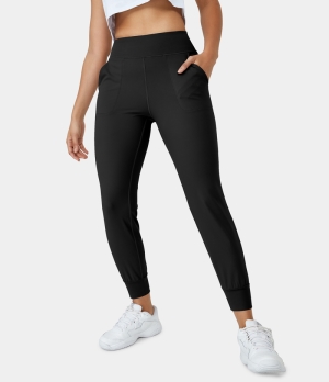 Halara Cloudful® Stretchy High Waisted Side Pocket Plain Women's Jogger Black | 076892-YSN