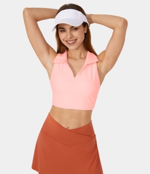 Halara Collared Racerback Cropped Tennis Tank Women's Tops Gossamer Pink | GOQTWXP-14