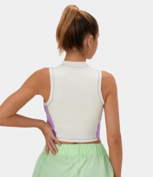 Halara Color Block Adjustable Cropped Running Tank Women's Tops White | EAUSYDC-91