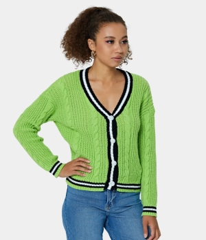 Halara Color Block Button Front Knit Cardigan Women's Tops Fern | GHUNAPT-53