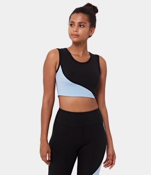Halara Color Block Workout Cropped Tank Women's Tops Carolina Blue | HQZKODB-74
