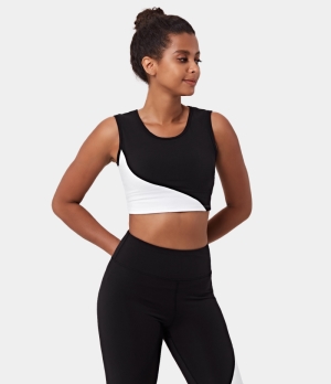 Halara Color Block Workout Cropped Tank Women's Tops White | SJVFLOM-05