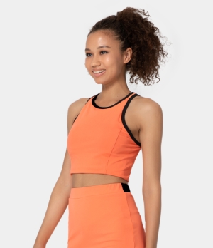 Halara Contrast Trim Workout Cropped Tank Women's Tops Orange | TGJOMYN-37