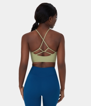 Halara Crisscross Backless Cut Out Cropped Yoga Tank Women's Tops Winter Pear | XGFCYSE-70