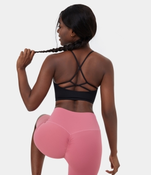 Halara Crisscross Backless Cut Out Cropped Yoga Tank Women's Tops Black | XYJOHLR-65