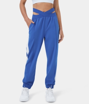 Halara Crossover Cut Out Side Pocket Color Block Casual Women's Jogger Palace Blue | 947231-FAN