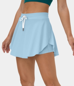 Halara Drawstring Side Pocket 2-in-1 Barre Ballet Dance Women's Skirts Cool Blue | 831526-TWL