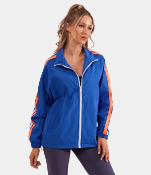 Halara Drop Shoulder Side Pocket Zipper Jacket Women's Tops Blue | NAFHROI-65