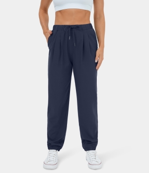 Halara Elastic Waistband Drawstring Ruched Side Pocket Casual Women's Jogger Patriot Blue | 091746-MZE