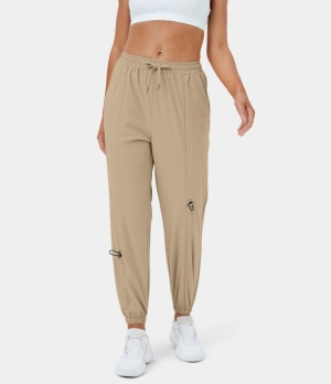 Halara Elastic Waistband Drawstring Side Pocket Casual Women's Jogger Irish Cream | 094578-UEZ