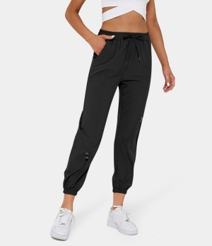 Halara Elastic Waistband Drawstring Side Pocket Casual Women's Jogger Black | 362194-UAP
