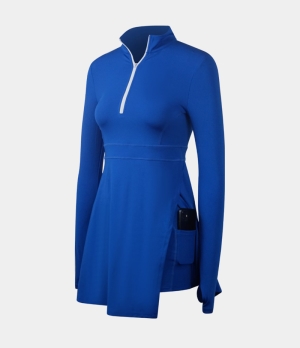 Halara Everyday 2-Piece Half Zip Thumb Hole Pocket Activity Women's Dress Super Sonic | 134087-UGB