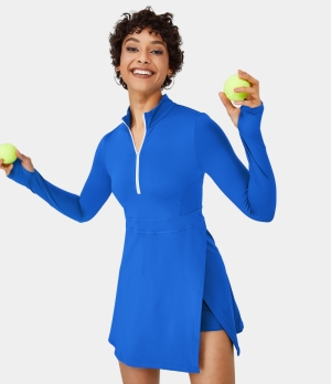 Halara Everyday 2-Piece Half Zip Thumb Hole Pocket Activity Women's Dress Super Sonic | 854023-SVI