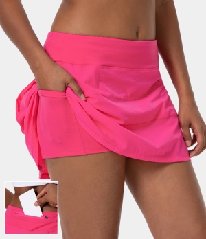 Halara Everyday 2-in-1 Back Pocket Plus Side Pocket Tennis Women's Skirts Hot Pink | 240619-IPU