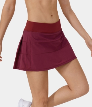 Halara Everyday 2-in-1 Back Pocket Plus Side Pocket Tennis Women's Skirts Deep Wine | 302761-HFE