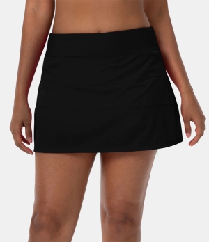 Halara Everyday 2-in-1 Back Pocket Plus Side Pocket Tennis Women's Skirts Black | 812543-LBE