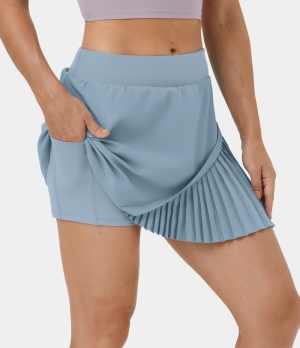 Halara Everyday 2-in-1 Pleated Patchwork Tennis-Kinetic Women's Skirts Sky Blue | 187430-ASV
