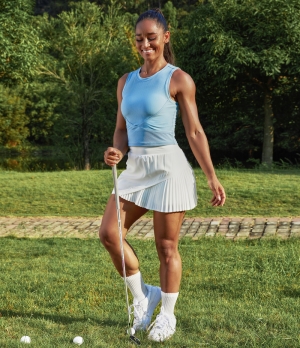 Halara Everyday 2-in-1 Pleated Patchwork Golf-Kinetic Women's Skirts White | 659083-UEF