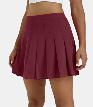 Halara Everyday 2-in-1 Side Pocket Pleated Tennis-Airy Women's Skirts Pomegranate | 107936-HUW