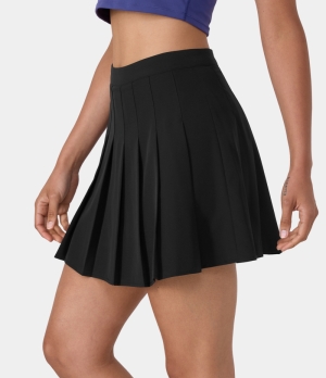 Halara Everyday 2-in-1 Side Pocket Pleated Tennis-Airy Women's Skirts Black | 423576-LHJ