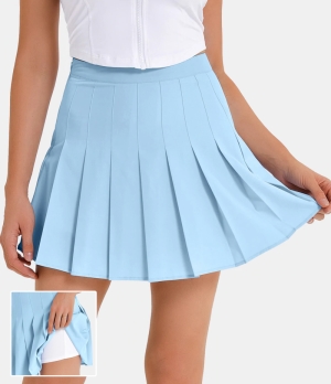 Halara Everyday 2-in-1 Side Pocket Pleated Tennis-Airy Women's Skirts Sky Blue | 597631-KJB