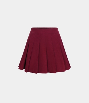 Halara Everyday 2-in-1 Side Pocket Pleated Corduroy-Airy Women's Skirts Rhubarb | UAYVPRC-23