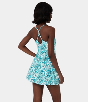 Halara Everyday Backless 2-in-1 Activity-Euphoria Air Women's Dress Light Green Watercolor | 039561-RXG