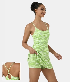 Halara Everyday Backless 2-in-1 Activity-Euphoria Air Women's Dress Sycamore Stripe | 761329-ZOP