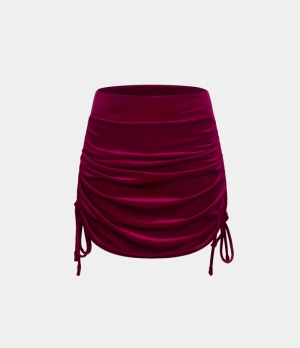 Halara Everyday Bodycon 2-in-1 Velvet-Starstruck Women's Skirts Beet Red | 328165-RFX