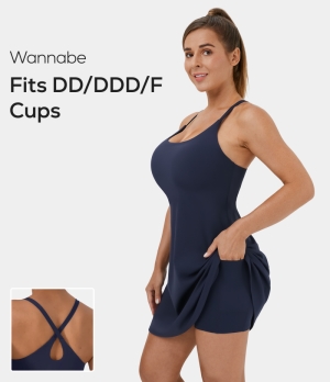 Halara Everyday Cloudful® 2-in-1 Activity-Wannabe-DD/DDD/F Cups Women's Dress Peacoat | 496720-UYN