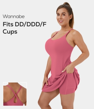 Halara Everyday Cloudful® 2-in-1 Activity-Wannabe-DD/DDD/F Cups Women's Dress Desert Rose | 695417-NIH