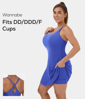 Halara Everyday Cloudful® 2-in-1 Activity-Wannabe-DD/DDD/F Cups Women's Dress Amparo Blue | 819274-GXU