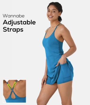 Halara Everyday Cloudful® 2-in-1 Flare Activity-Wannabe-Adjustable Straps Women's Dress Pacific Coast | 143859-CKB