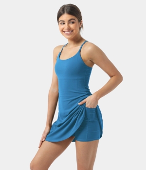 Halara Everyday Cloudful® 2-in-1 Flare Activity-Wannabe Women's Dress Pacific Coast | 216407-KEV