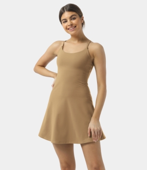 Halara Everyday Cloudful® 2-in-1 Flare Activity-Wannabe Women's Dress Cartouche | 834562-QUR