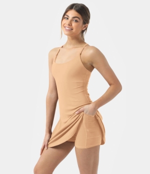 Halara Everyday Cloudful® 2-in-1 Flare Golf-Wannabe Women's Dress Buff | 159638-JXY