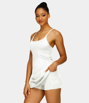 Halara Everyday Cloudful® 2-in-1 Flare Golf-Wannabe Women's Dress White | 175490-BYC