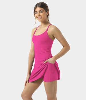 Halara Everyday Cloudful® 2-in-1 Flare Golf-Wannabe Women's Dress Fuchsia Purple | 217430-RZT