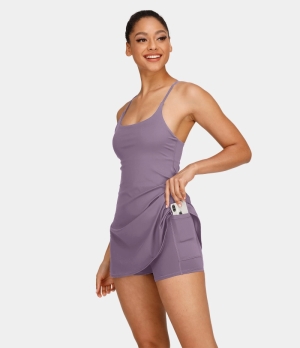 Halara Everyday Cloudful® 2-in-1 Flare Golf-Wannabe Women's Dress Gray Ridge | 764125-VUO