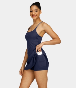 Halara Everyday Cloudful® 2-in-1 Flare Golf-Wannabe Women's Dress Navy Blazer | 871032-AKF