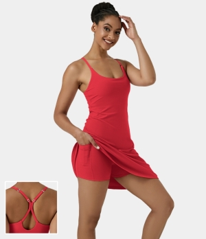 Halara Everyday Cloudful® Air 2-in-1 Activity-Euphoria Air-Longer & Adjustable Straps Women's Dress Lollipop | 031496-TSG