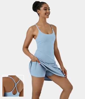 Halara Everyday Cloudful® Air 2-in-1 Activity-Euphoria Air-Longer & Adjustable Straps Women's Dress Angel Falls | 607942-HRO