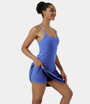 Halara Everyday Cloudful® Air 2-in-1 Activity-Euphoria Air-Longer & Adjustable Straps Women's Dress Amparo Blue | 918527-KPV