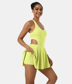 Halara Everyday Cloudful® Air Backless 2-in-1 Activity-Showstopper Women's Dress Lime Sherbet | 482316-TWU